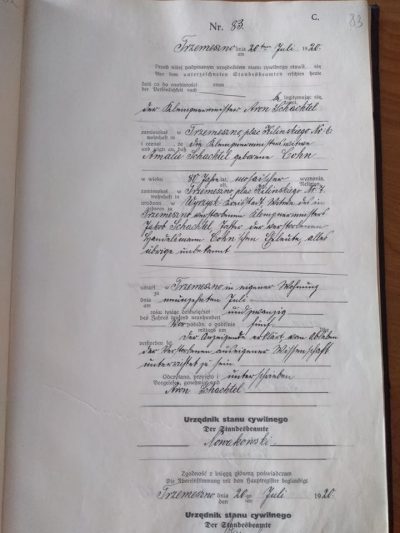 akt zgonu Amalie Schachtel_1920
